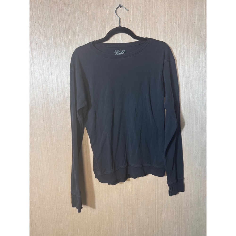 Lunya Black Pima Cotton Long Sleeve Top Womens Size M - Picture 1 of 6